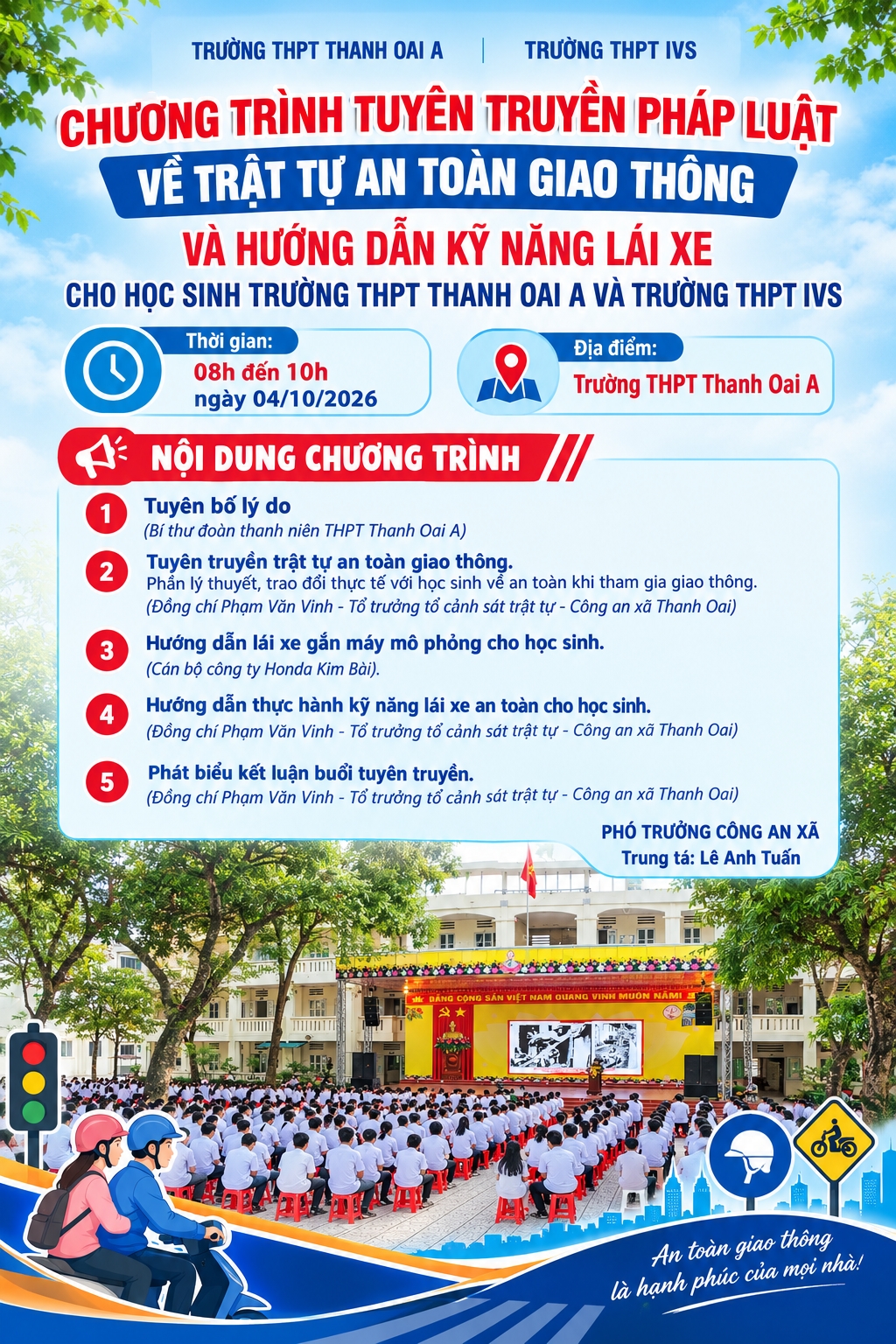 CHƯƠNG TRÌNH TUYÊN TRUYỀN PHÁP LUẬT VỀ TRẬT TỰ, AN TOÀN GIAO THÔNG VÀ HƯỚNG DẪN KỸ NĂNG LÁI XE
